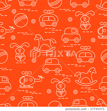 Cute seamless pattern with children's toys 37745473