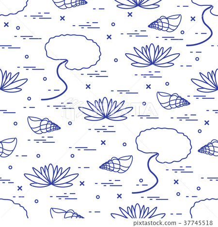 Flower Shell Pattern seamless pattern with shells and flowers - Stock Illustration [37745518 ...