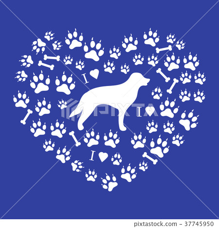 retriever silhouette on a background of dog tracks retriever silhouette on a background of dog tracks 37745950