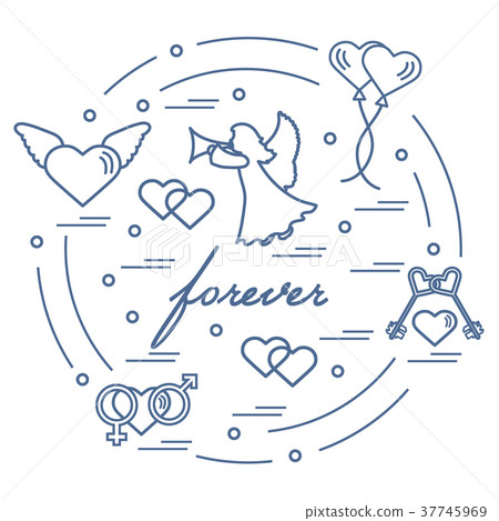vector illustration with different love symbols vector illustration with different love symbols 37745969