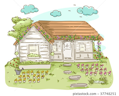 Cottage Flower Garden Illustration Cottage Flower Garden Illustration 37748251
