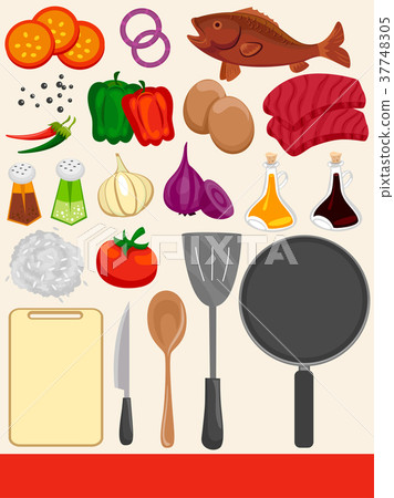 Cooking Food Elements Illustration - Stock Illustration [37748305] - PIXTA