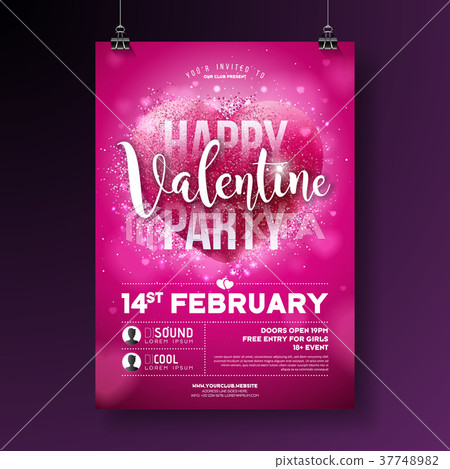 Valentines Day Party Flyer Illustration with Valentines Day Party Flyer Illustration with 37748982