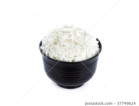Rice in a Japanese bowl on a white background Rice in a Japanese bowl on a white background 37749624