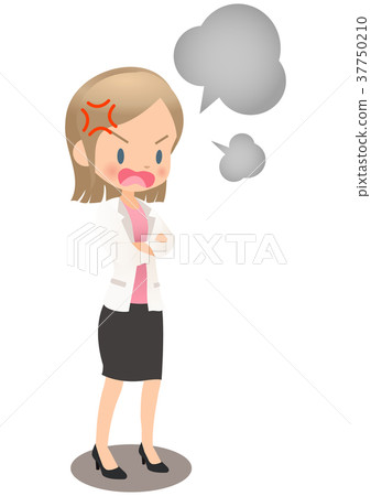A young female office worker in a suit who is very angry A young female office worker in a suit who is very angry 37750210