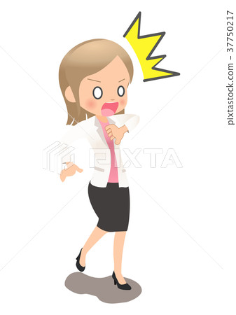 Young female office worker in a surprised suit Young female office worker in a surprised suit 37750217