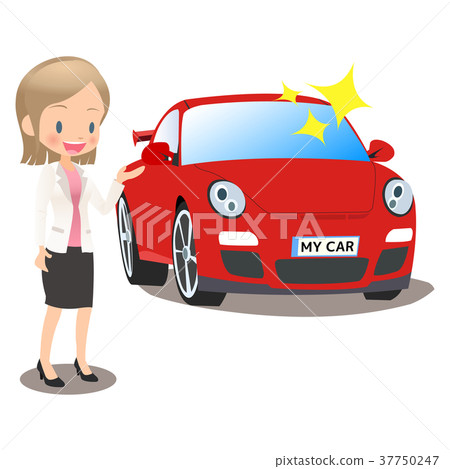 Young female office worker in suit selling a car 37750247