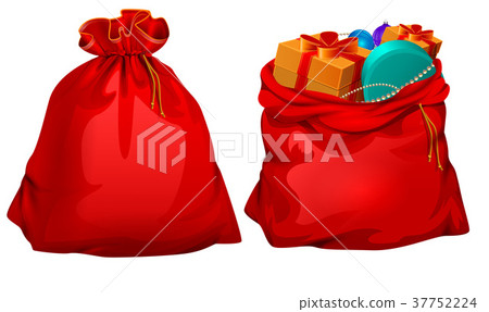 Full gift open and closed santa claus red bag 37752224