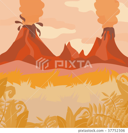 A red Forest Landscape with Volcano and jungle A red Forest Landscape with Volcano and jungle 37752306