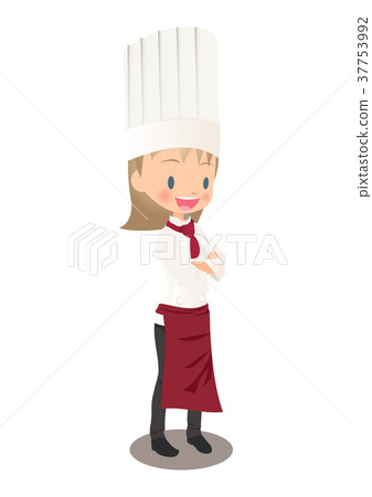 Illustration image of a female chef who arms folded Illustration image of a female chef who arms folded 37753992
