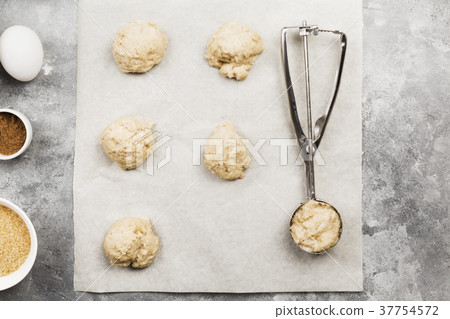 Ingredients for baking of cookies - flour, eggs 37754572