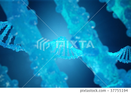 3D Illustration Helix DNA molecule with modified 37755194