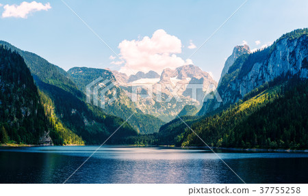 Fantastic morning on mountain lake Gosausee 37755258