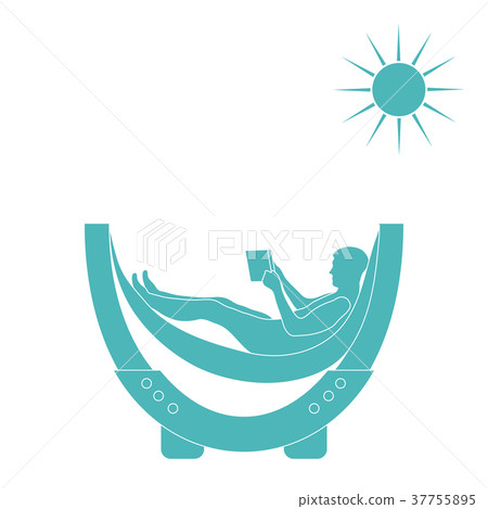 man resting in a hammock with a book man resting in a hammock with a book 37755895