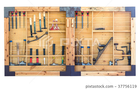 Tool shelf against a wall isolate on white Tool shelf against a wall isolate on white 37756119