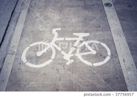 Bike Lane Symbol, Bicycle white sign on road. Bike Lane Symbol, Bicycle white sign on road. 37756957