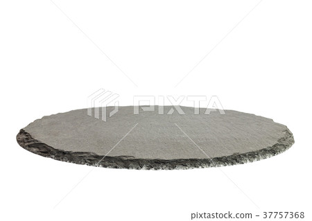 Black round natural tray Empty kitchen slate board 37757368