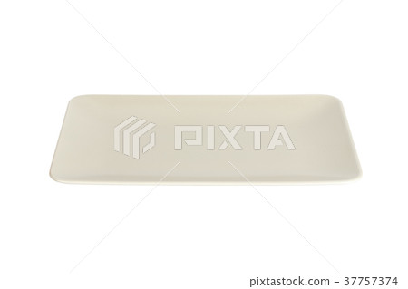 Empty white matte rectangular plate isolated 37757374