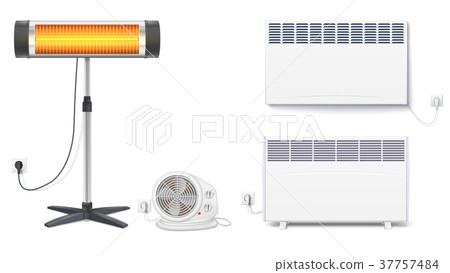 Set icons of heaters, household appliances on a 37757484