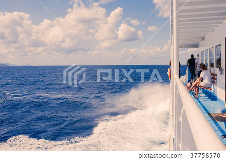 View of the Greek island and little yacht 37758570