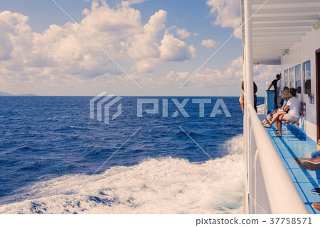View of the Greek island and little yacht View of the Greek island and little yacht 37758571