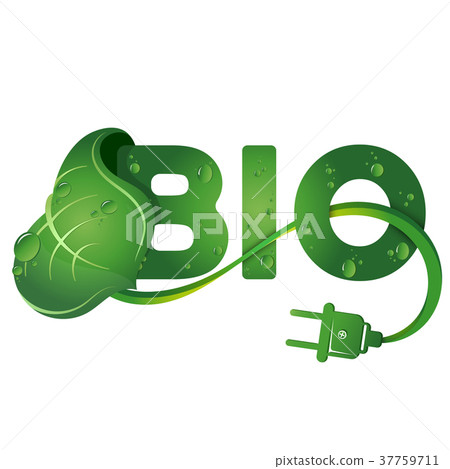 Bio symbol and green leaf 37759711