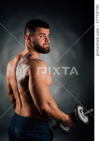 Portrait of a bearded man fitness model, torso 37759790