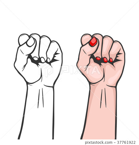 Raised women s fist isolated - symbol unity or Raised women s fist isolated - symbol unity or 37761922