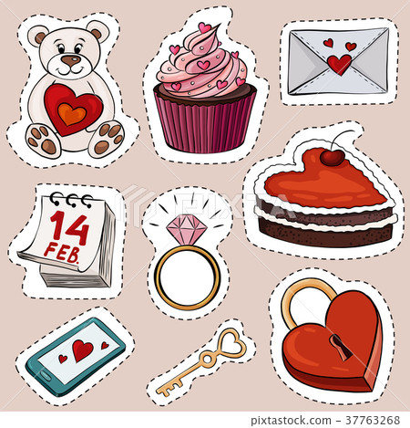 Vector illustration of cartoon stickers for - Stock Illustration ...