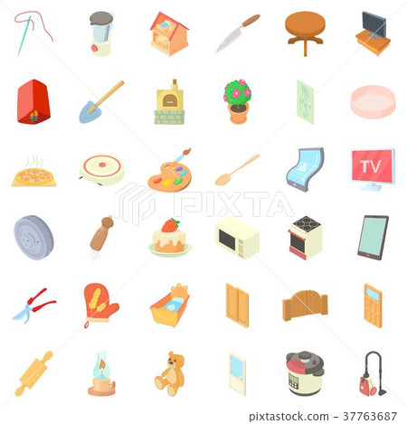 Kitchen icons set, cartoon style 37763687