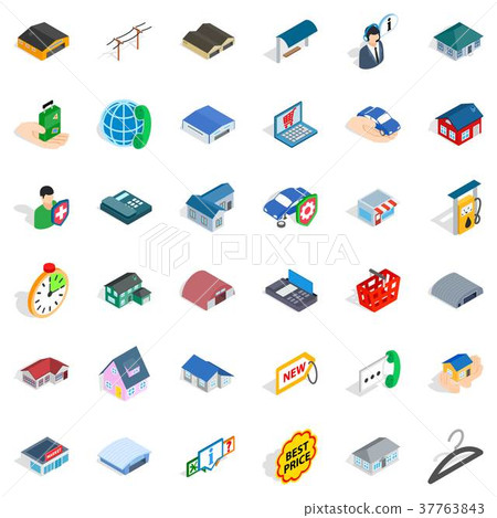 Garage icons set, isometric style 37763843