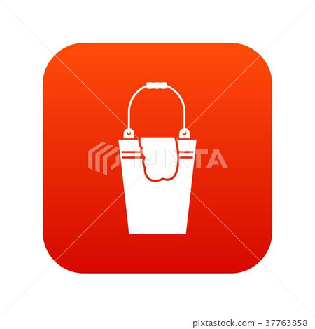 Bucket and rag icon digital red 37763858