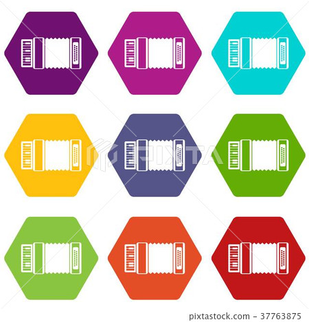 Accordion icon set color hexahedron 37763875