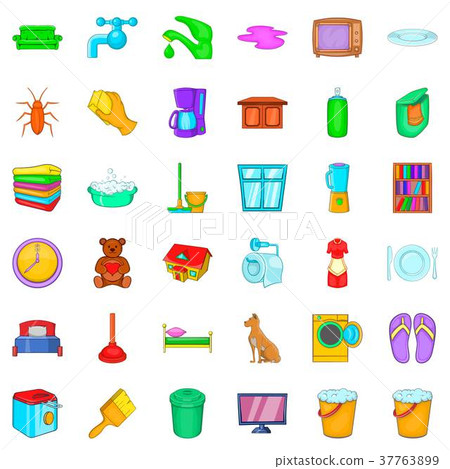 Clean icons set, cartoon style 37763899