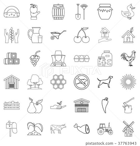 Household icons set, outline style Household icons set, outline style 37763943