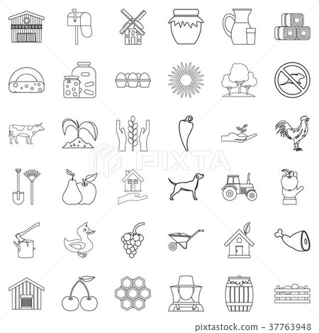 Farm icons set, outline style 37763948
