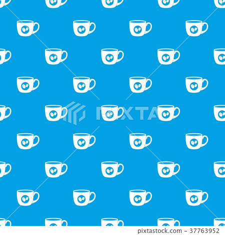 Cup of coffee pattern seamless blue - Stock Illustration [37763952] - PIXTA