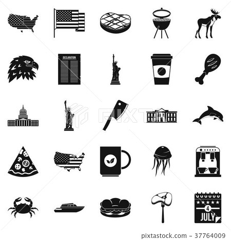 USA icons set, simple style USA icons set, simple style 37764009