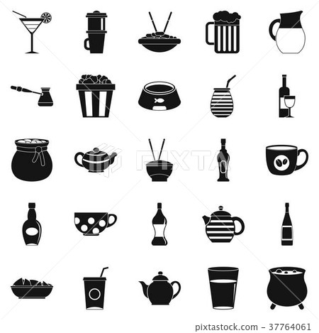 Tableware icons set, simple style 37764061