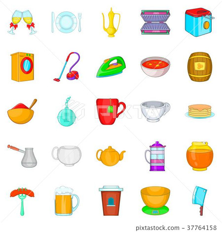 Dinnerware icons set, cartoon style 37764158