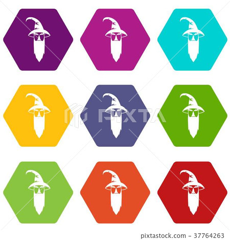 Wizard icon set color hexahedron 37764263