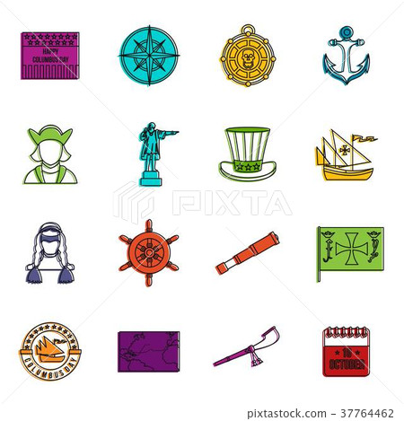 Columbus Day icons doodle set Columbus Day icons doodle set 37764462