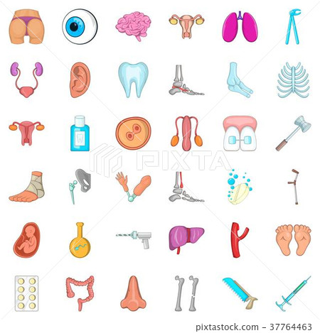 Body icons set, cartoon style Body icons set, cartoon style 37764463