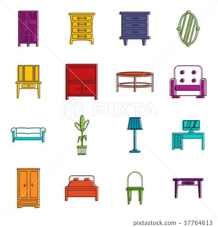 Furniture icons doodle set - Stock Illustration [37764613] - PIXTA