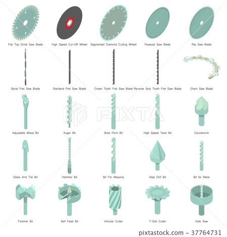 Drill nozzle icons set, isometric style Drill nozzle icons set, isometric style 37764731
