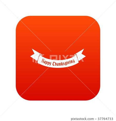 Happy Thanksgiving Day ribbon icon digital red Happy Thanksgiving Day ribbon icon digital red 37764733