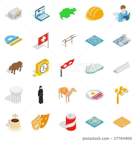 Happy life icons set, isometric style 37764909