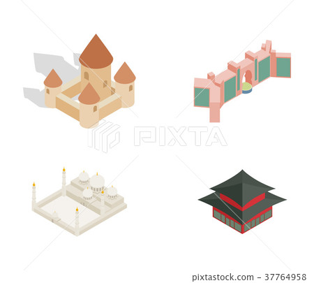 Castle icon set, isometric style - Stock Illustration [37764958] - PIXTA