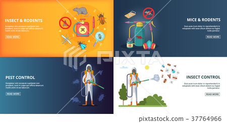 Pest control horizontal banners set cartoon vector illustration Pest control horizontal banners set cartoon vector illustration 37764966