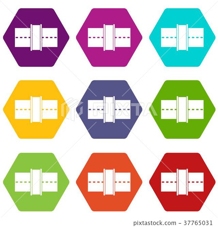 Road icon set color hexahedron Road icon set color hexahedron 37765031